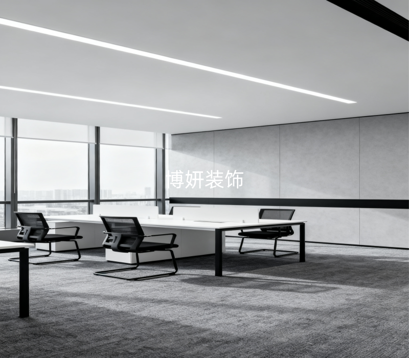 合肥辦公室裝修設(shè)計 | 黑白灰辦公室，把“高級感”焊在工位上